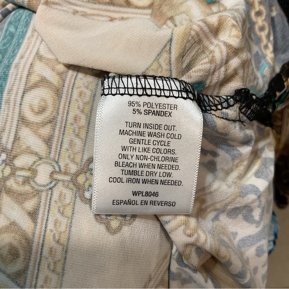 JM Collection Green Beige & Tan V -Neck Top - Picture 5 of 5